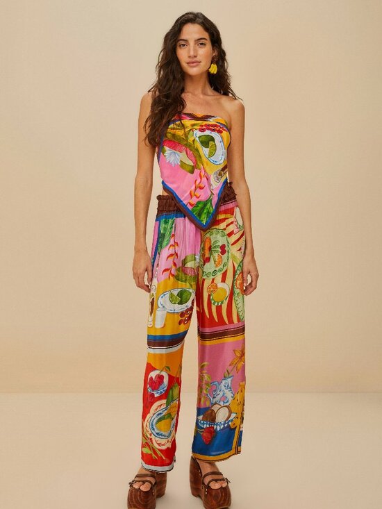 FARM Rio Pants - Multicolor Summer Picnic Low Waist Pants